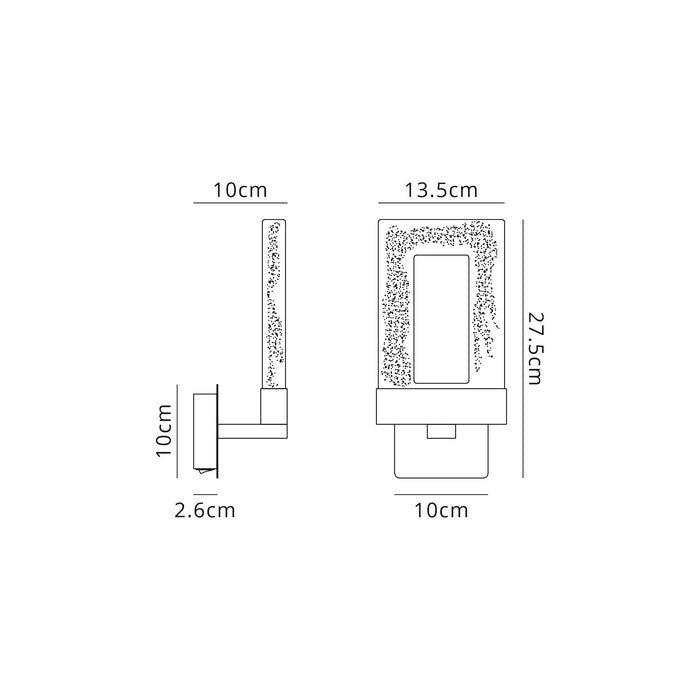Nelson Lighting NL83289 Eski 1 LED Wall Light Polished Chrome Clear