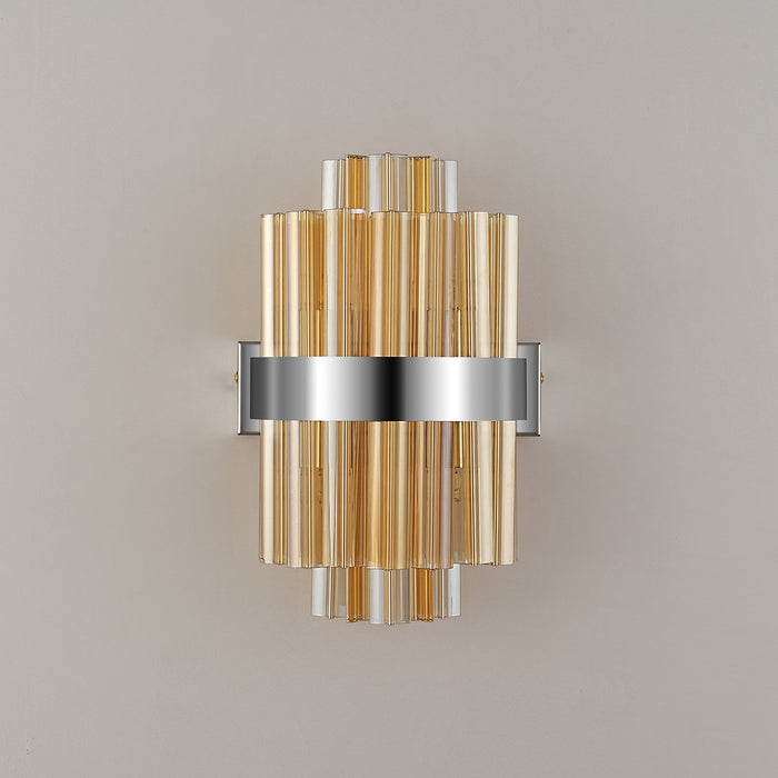 Nelson Lighting NL9510PN/AM9 Kaffer 4 Light Wall Light Polished Nickel Amber