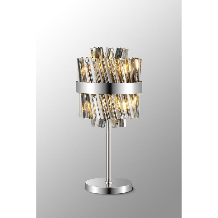 Nelson Lighting NL9512PN/SM9 Kaffer 6 Light Table Lamp Polished Nickel Smoke