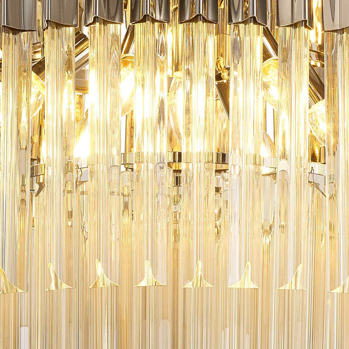 Nelson Lighting NL89409 Kobra 7 Light Ceiling Light Polished Nickel Cognac