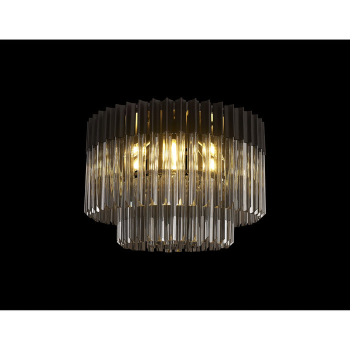 Nelson Lighting NL89429 Kobra 7 Light Ceiling Light Matt Black Smoked