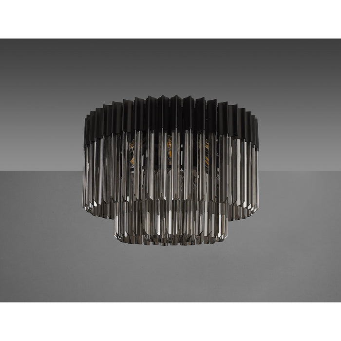 Nelson Lighting NL89429 Kobra 7 Light Ceiling Light Matt Black Smoked