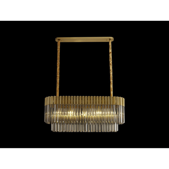 Nelson Lighting NL89509 Kobra 5 Light Rectangle Pendant Brass Smoked