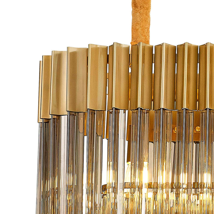 Nelson Lighting NL89509 Kobra 5 Light Rectangle Pendant Brass Smoked