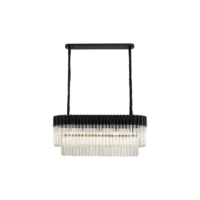 Nelson Lighting NL89539 Kobra 5 Light Rectangle Pendant Matt Black Clear