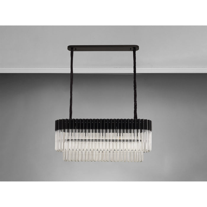 Nelson Lighting NL89539 Kobra 5 Light Rectangle Pendant Matt Black Clear