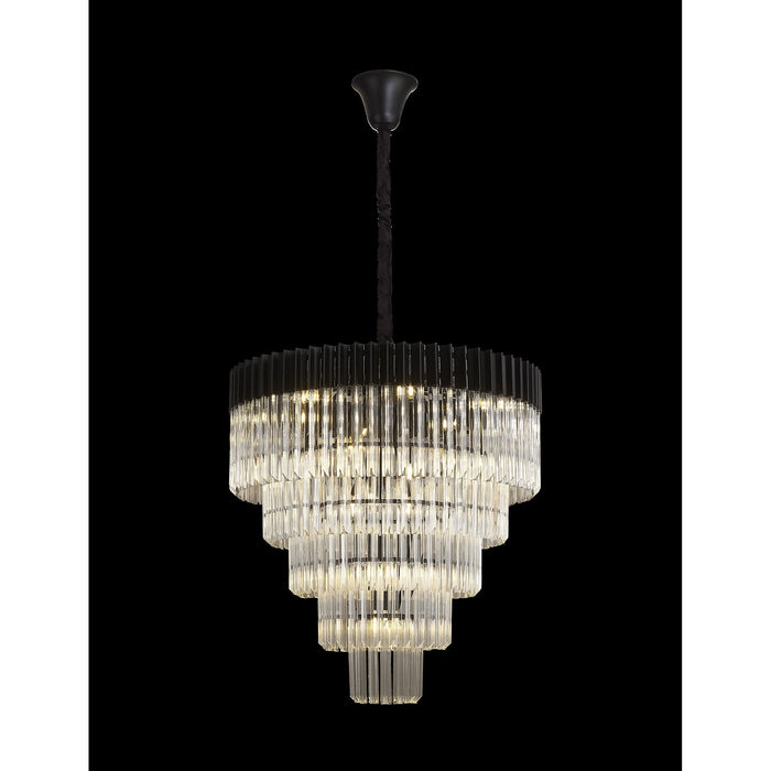 Nelson Lighting NL89839 Kobra 19 Light 5 Tier Round Pendant Matt Black Clear
