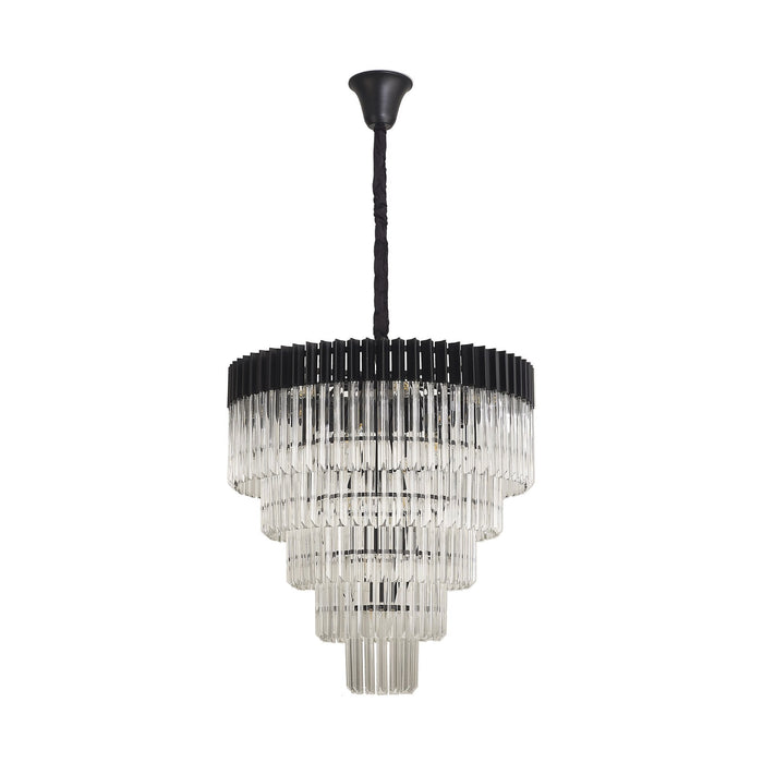Nelson Lighting NL89839 Kobra 19 Light 5 Tier Round Pendant Matt Black Clear