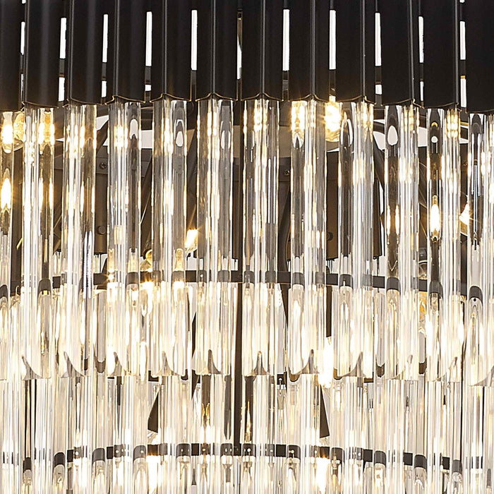Nelson Lighting NL89839 Kobra 19 Light 5 Tier Round Pendant Matt Black Clear