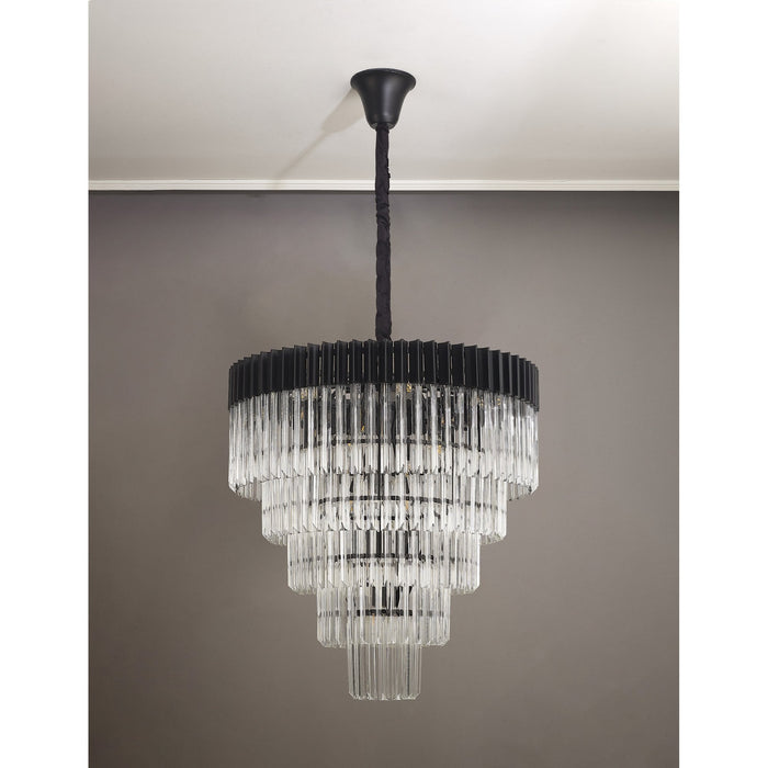 Nelson Lighting NL89839 Kobra 19 Light 5 Tier Round Pendant Matt Black Clear