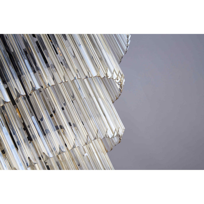 Nelson Lighting NL89839 Kobra 19 Light 5 Tier Round Pendant Matt Black Clear