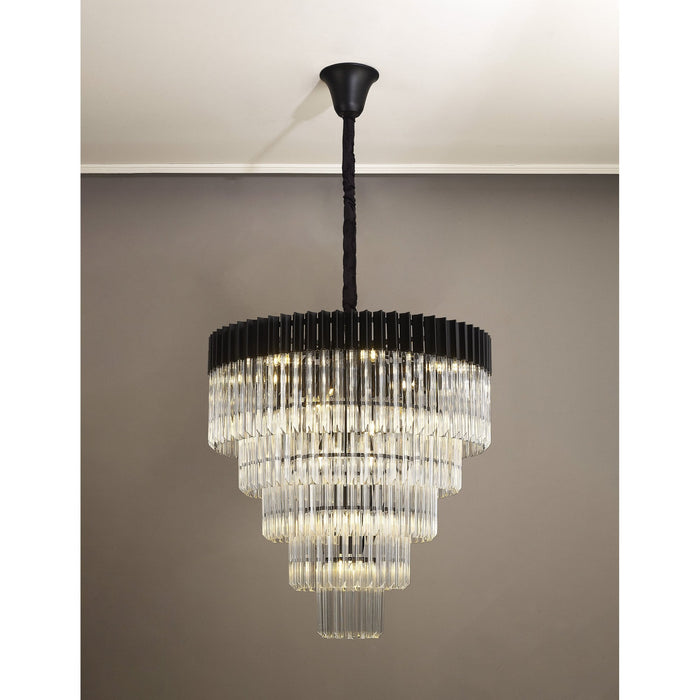 Nelson Lighting NL89839 Kobra 19 Light 5 Tier Round Pendant Matt Black Clear