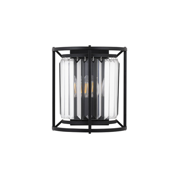 Nelson Lighting NL91149 Maccia 2 Light Wall Light Satin Black Clear