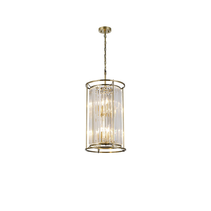 Nelson Lighting NL91319 Maccia 6 Light Pendant/Ceiling Light Antique Brass Clear