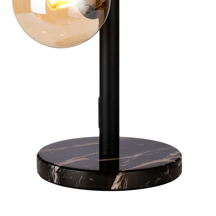 Nelson Lighting NL9047/AM9 Safady 4 Light Table Lamp Satin Black Amber Plated