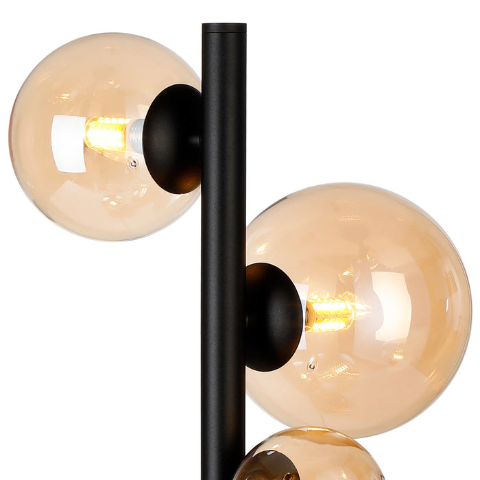 Nelson Lighting NL9047/AM9 Safady 4 Light Table Lamp Satin Black Amber Plated