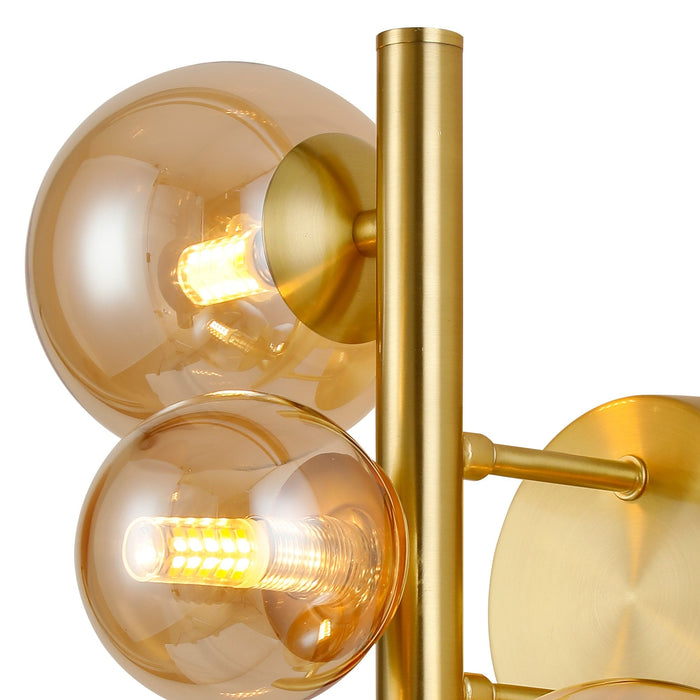 Nelson Lighting NL9324/AM9 Safady 3 Light Wall Light Satin Gold Amber Plated