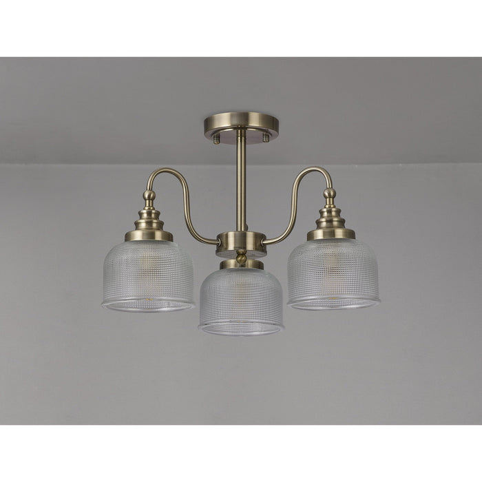 Nelson Lighting NL86179 Sakkas 3 Light Pendant/Ceiling Light Antique Brass