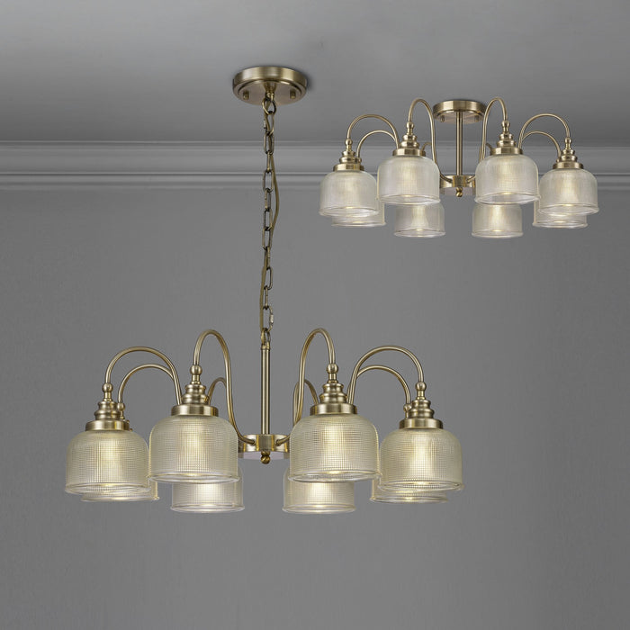 Nelson Lighting NL86199 Sakkas 8 Light Pendant/Ceiling Light Antique Brass