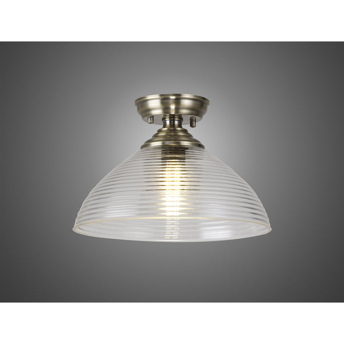 Nelson Lighting NLK15789 Tabion 1 Light Flush Ceiling Light Antique Brass Clear