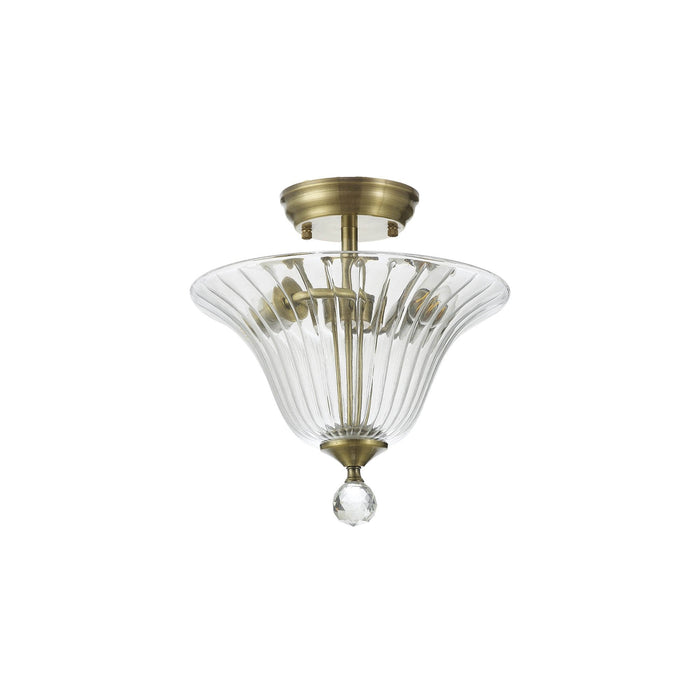 Nelson Lighting NLK16289 Tabion 2 Light Ceiling Light Antique Brass Clear