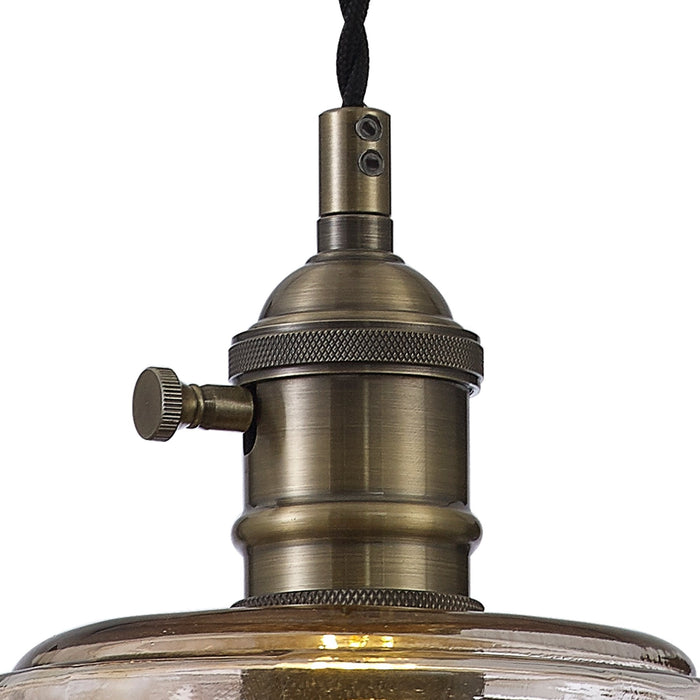 Nelson Lighting NL95179 Wady 1 Light Pendant Antique Brass Black
