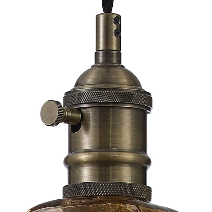 Nelson Lighting NL95239 Wady 1 Light Pendant Antique Brass Black