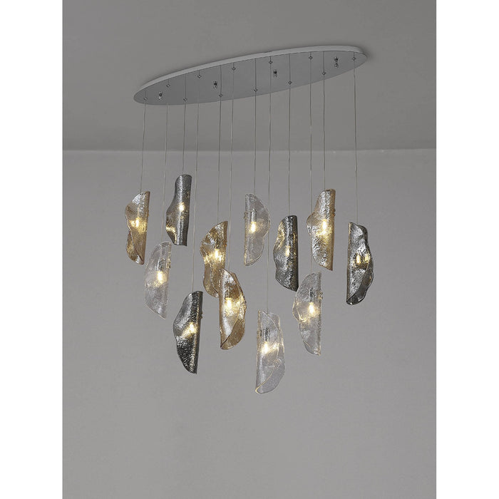 Nelson Lighting NL91409 Wish 12 Light Oval Pendant Polished Chrome Amber/Clear/Smoked