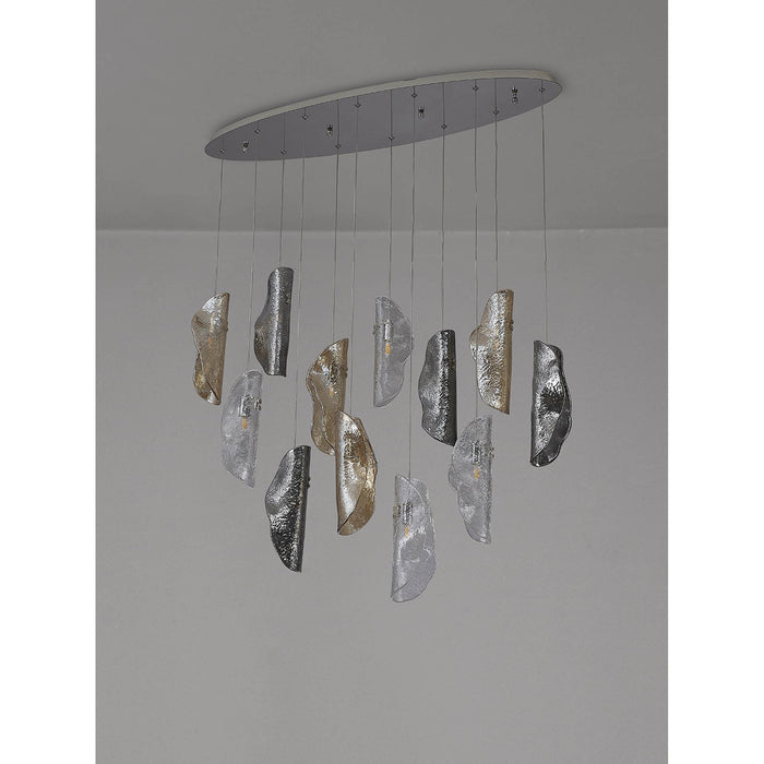 Nelson Lighting NL91409 Wish 12 Light Oval Pendant Polished Chrome Amber/Clear/Smoked