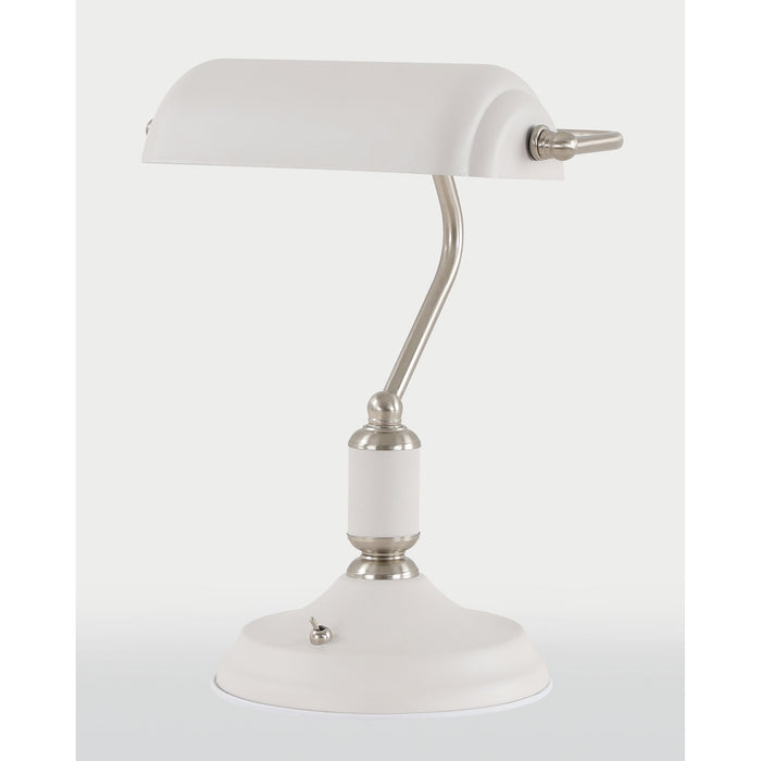 Nelson Lighting NL70039 Barnie Table Lamp 1 Light With Toggle Switch Satin Nickel/Sand White