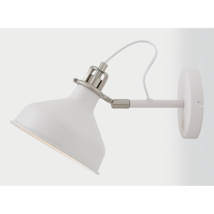 Nelson Lighting NL70129 Barnie Adjustable Wall Lamp Switched Sand White/Satin Nickel/White