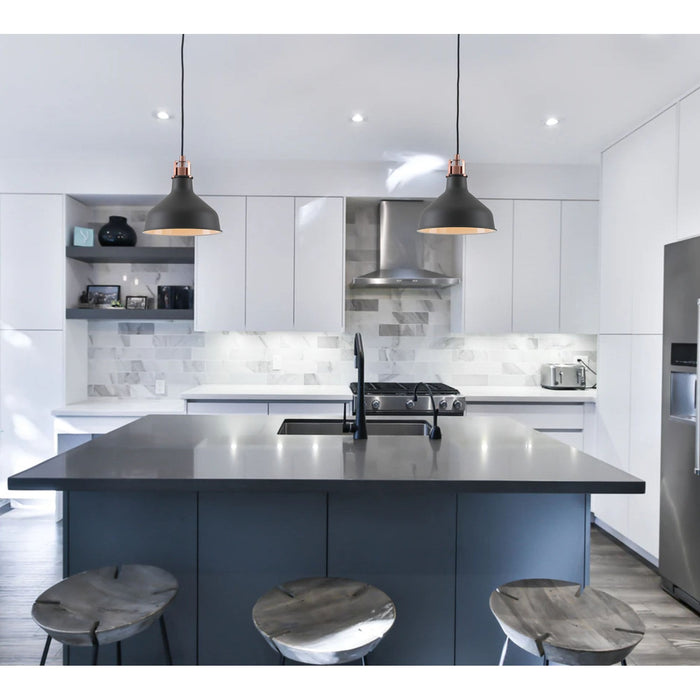 Nelson Lighting NL70139 Barnie Small Pendant Sand Black/Copper/White