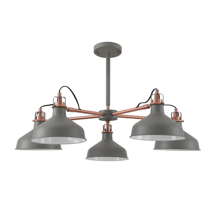 Nelson Lighting NL70209 Barnie Telescopic 5 Light Pendant Sand Grey/Copper/White