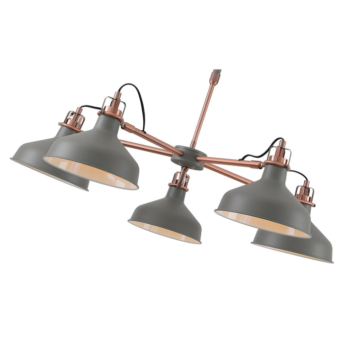 Nelson Lighting NL70209 Barnie Telescopic 5 Light Pendant Sand Grey/Copper/White