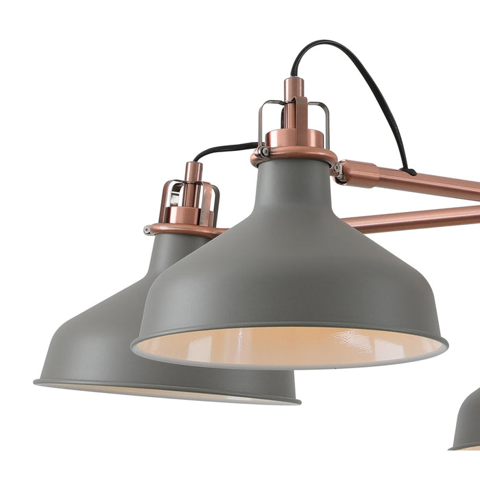Nelson Lighting NL70209 Barnie Telescopic 5 Light Pendant Sand Grey/Copper/White