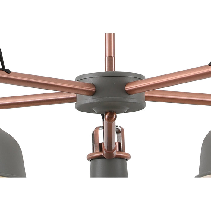 Nelson Lighting NL70209 Barnie Telescopic 5 Light Pendant Sand Grey/Copper/White