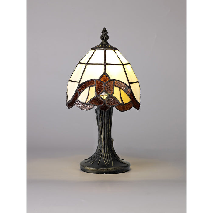 Nelson Lighting NL72149 Chale Tiffany Table Lamp Cream/Amber/Clear Crystal Shade
