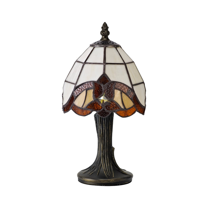 Nelson Lighting NL72149 Chale Tiffany Table Lamp Cream/Amber/Clear Crystal Shade