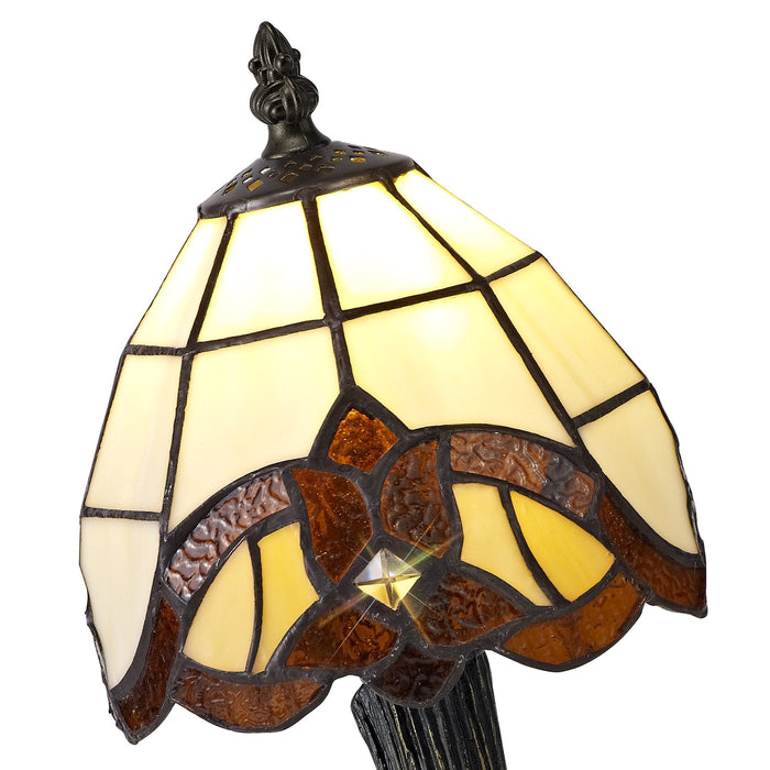 Nelson Lighting NL72149 Chale Tiffany Table Lamp Cream/Amber/Clear Crystal Shade