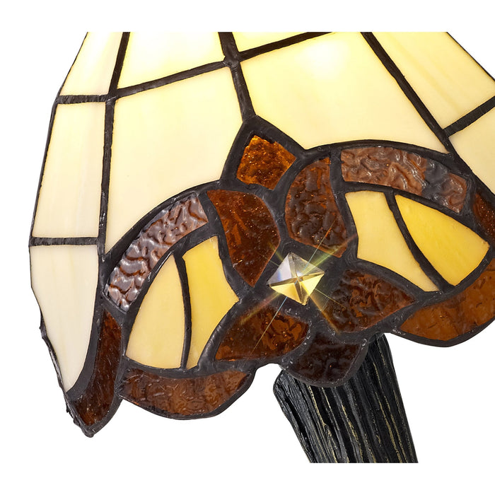 Nelson Lighting NL72149 Chale Tiffany Table Lamp Cream/Amber/Clear Crystal Shade