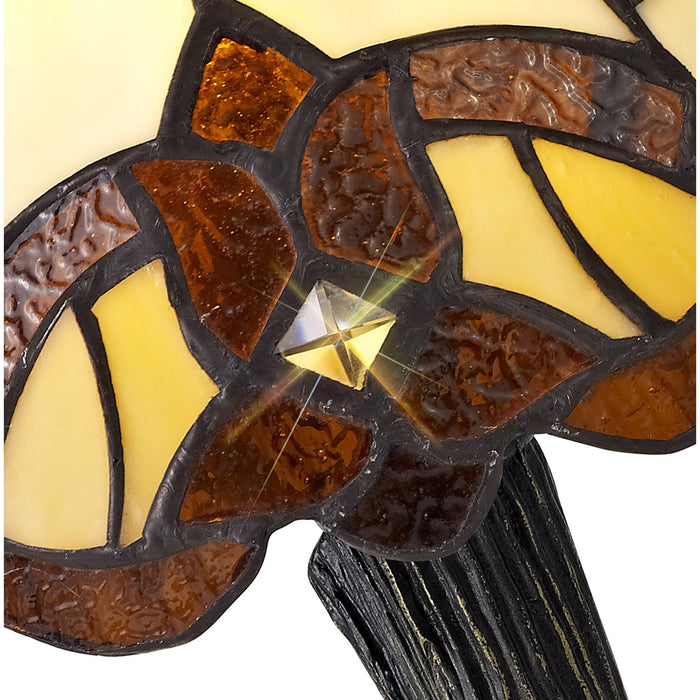Nelson Lighting NL72149 Chale Tiffany Table Lamp Cream/Amber/Clear Crystal Shade