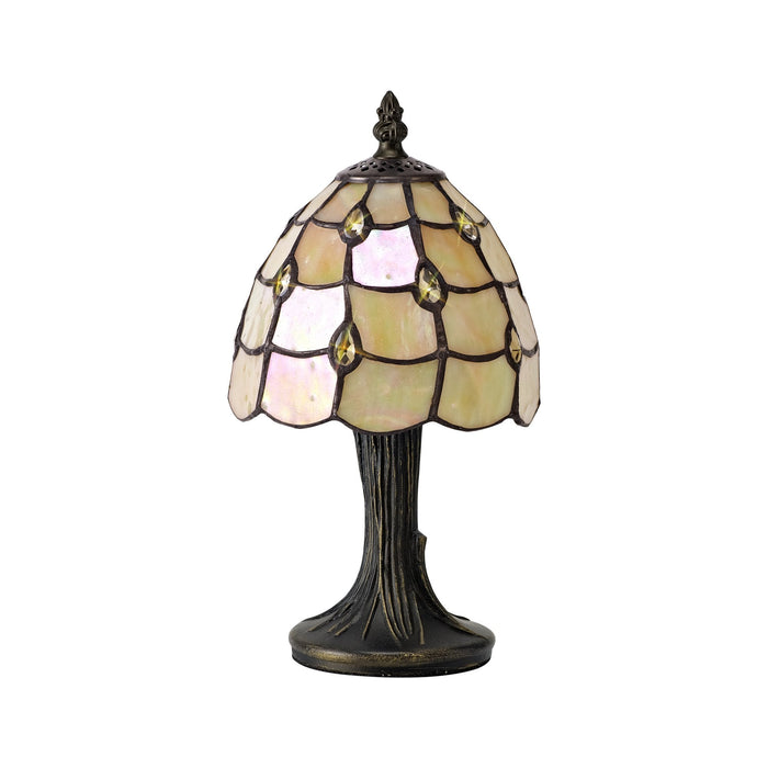 Nelson Lighting NL72139 Chrisy Tiffany Table Lamp Beige/Clear Crystal Shade