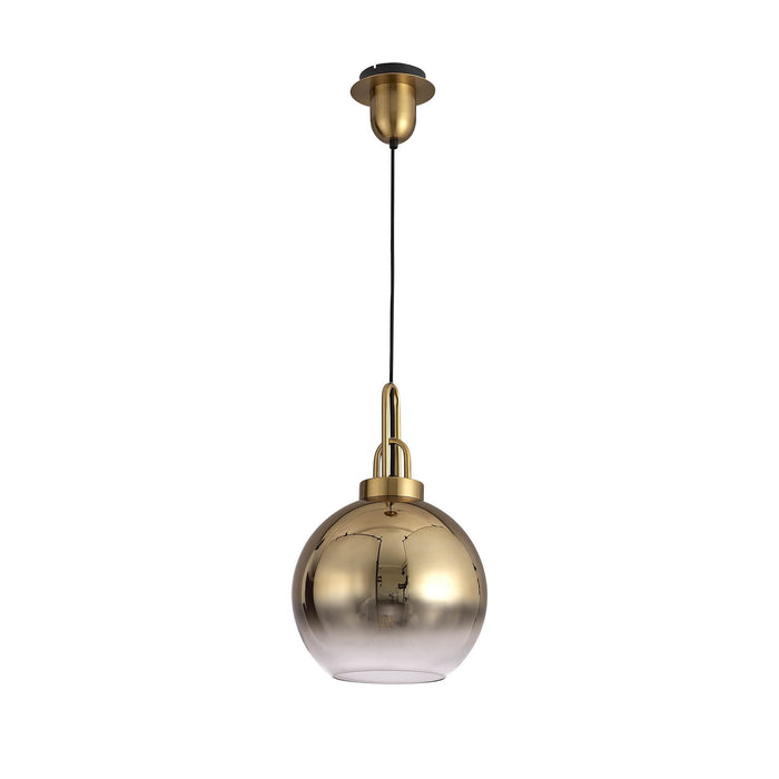 Nelson Lighting NLK00039 Acme 1 Light Pendant With 30cm Globe Glass Brass Gold/Matt Black/Clear