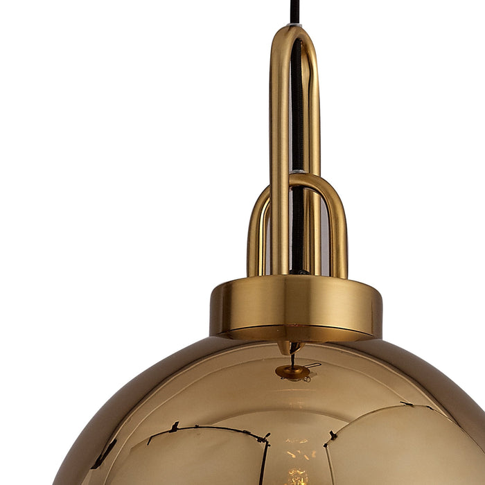 Nelson Lighting NLK00039 Acme 1 Light Pendant With 30cm Globe Glass Brass Gold/Matt Black/Clear