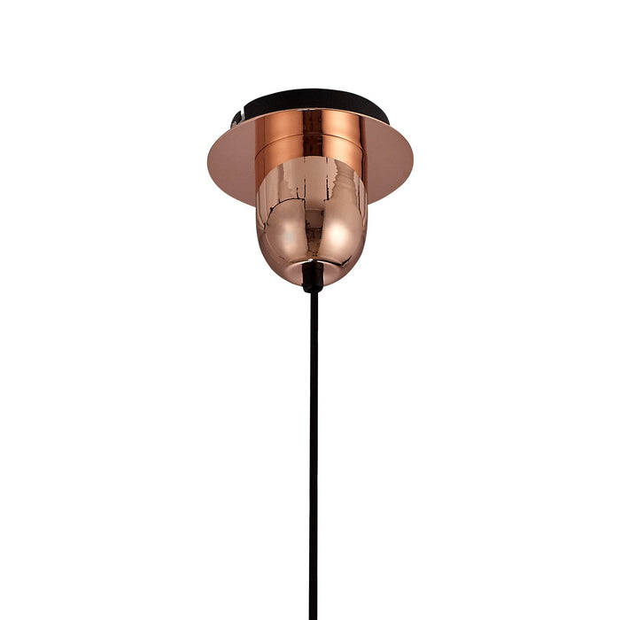 Nelson Lighting NLK03499 Acme 1 Light Pendant With 30cm Cylinder Glass Copper/Matt Black/Clear