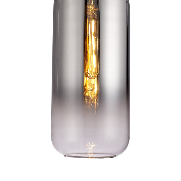 Nelson Lighting NLK03519 Acme 1 Light Pendant With 30cm Cylinder Glass Black Chrome/Matt Black/Smoked/Clear