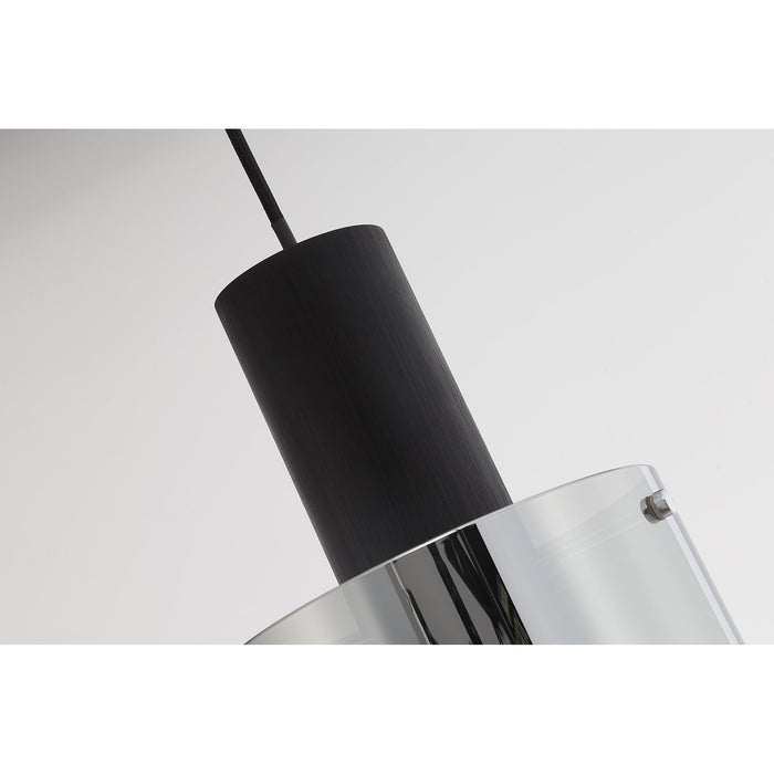 Nelson Lighting NL75899 Blade Single Pendant 1 Light Adjustable Black/Smoke Fade Glass