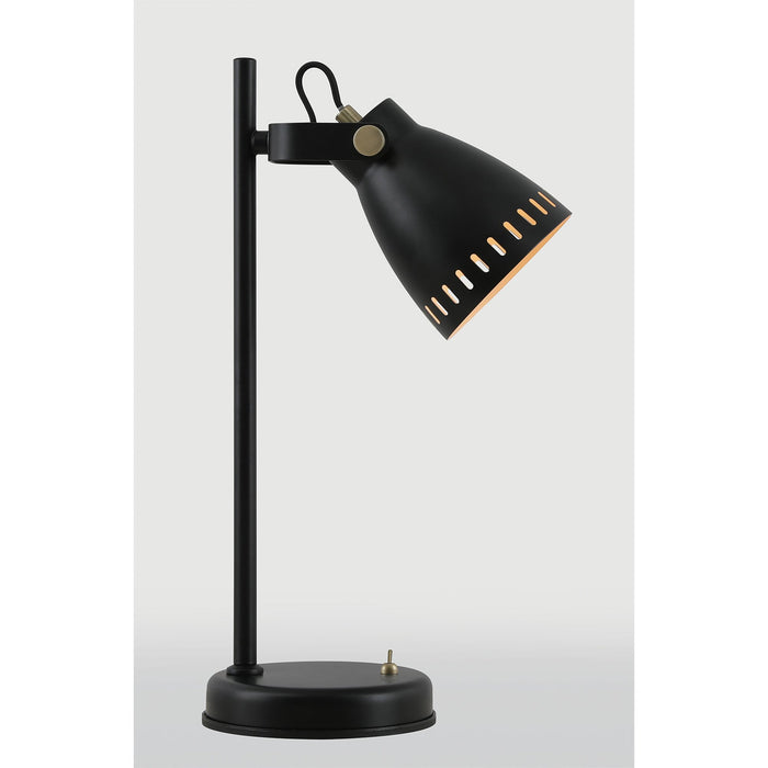 Nelson Lighting NL77239 Bojam Adjustable Table Lamp 1 Light Matt Black/Antique Brass/Khaki