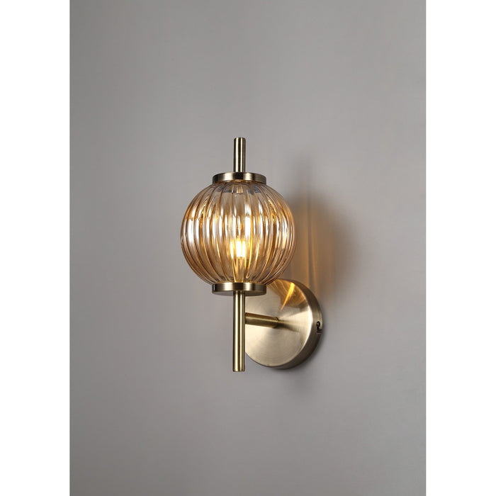 Nelson Lighting NL74449 Farro Wall Lamp Antique Brass/Amber Glass