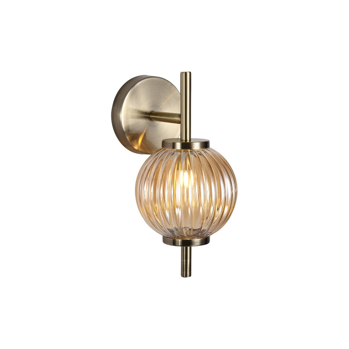 Nelson Lighting NL74449 Farro Wall Lamp Antique Brass/Amber Glass
